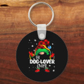 Dog Lover Gnome Red Buffalo Plaid Matching Family キーホルダー (正面)