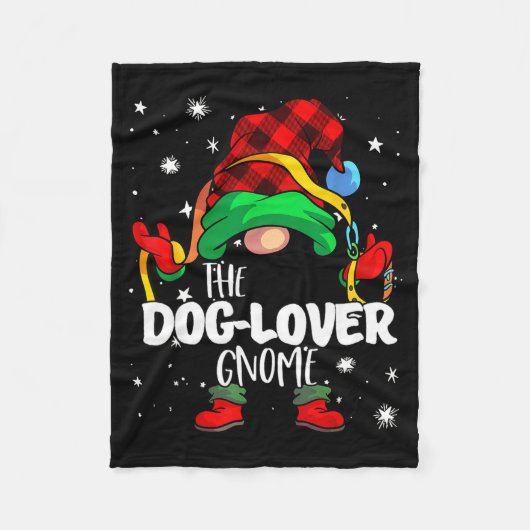 Dog Lover Gnome Red Buffalo Plaid Matching Family  フリースブランケット (正面)
