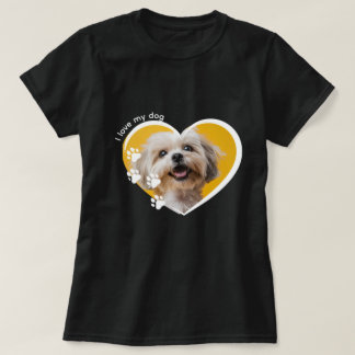 Dog Lover Heart Photo Paw Print Design Tシャツ