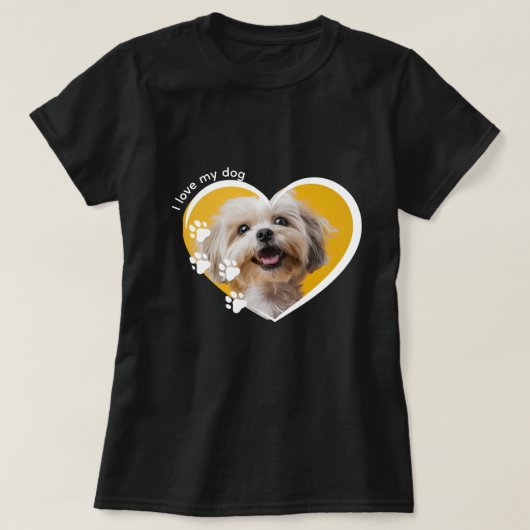 Dog Lover Heart Photo Paw Print Design Tシャツ (デザイン正面)