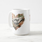 Dog Lover Human Animal Bond Watercolor Heart コーヒーマグカップ (正面左)