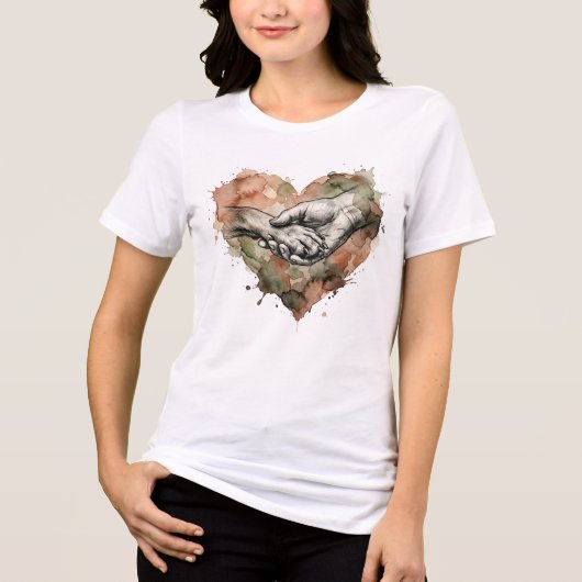 Dog Lover Human Animal Bond Watercolor Heart トライブレンドＴシャツ (正面)