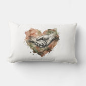 Dog Lover Human Animal Bond Watercolor Heart ランバークッション (正面)