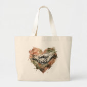 Dog Lover Human Animal Bond Watercolor Heart ラージトートバッグ (正面)