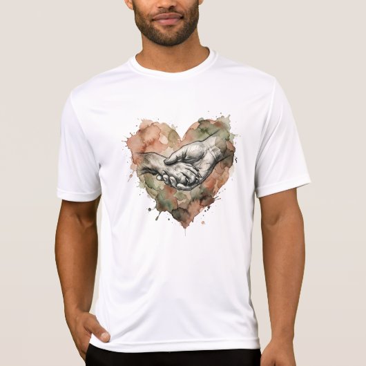 Dog Lover Human Animal Bond Watercolor Heart Tシャツ (正面)