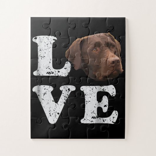 Dog Lover | I Love Chocolate Labrador Retriever ジグソーパズル (縦)