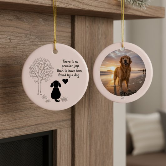 Dog Lover Joy Quote Keepsake Photo Ornament セラミックオーナメント