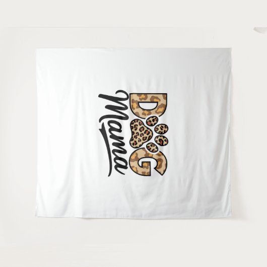 Dog Lover Leopard Print Paw タペストリー (正面(横))