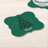 Dog Lover Paw Print Christmas Tree ペーパーコースター (アングル)