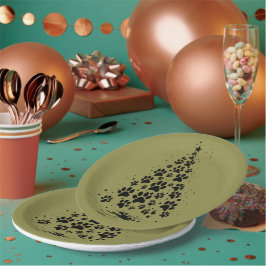 Dog Lover Paw Print Christmas Tree 3 ペーパープレート