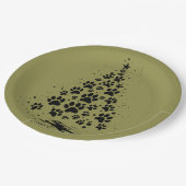 Dog Lover Paw Print Christmas Tree 3 ペーパープレート (アングル)