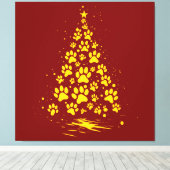 Dog Lover Paw Print Christmas Tree 4 キャンバスプリント (インサイチュ (ウッドフロア))