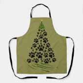 Dog Lover Paw Print Christmas Tree 6 エプロン (正面)