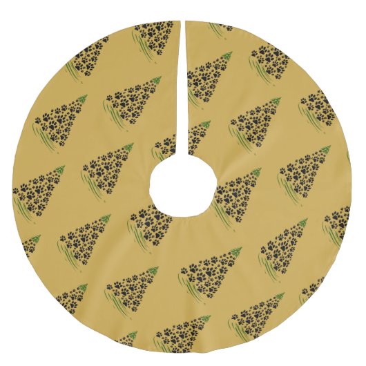 Dog Lover Paw Print Christmas Tree 6 ブラッシュドポリエステルツリースカート (正面)