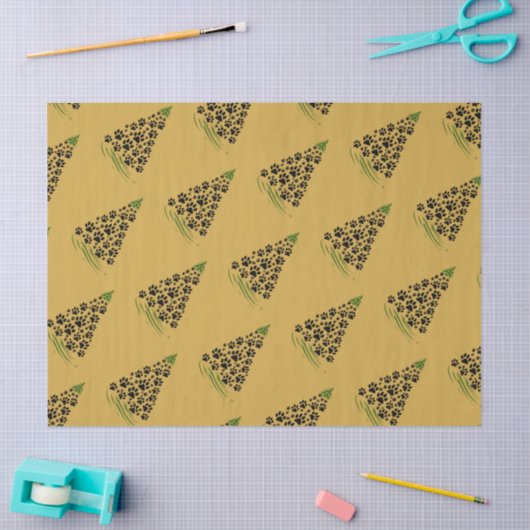 Dog Lover Paw Print Christmas Tree 6 薄葉紙 (クラフト)