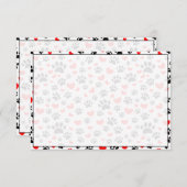 Dog Lover Paw Prints and Hearts Custom ノートカード (正面/裏面)