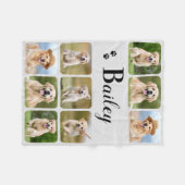 Dog Lover Personalized Monogram Pet Photo Collage フリースブランケット (正面(横))