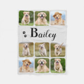 Dog Lover Personalized Monogram Pet Photo Collage フリースブランケット (正面)