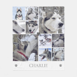 Dog Lover Pet Photo Collage フリースブランケット