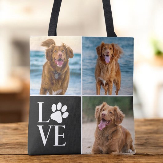 Dog Lover Photo Collage Custom Love Cute Pet トートバッグ