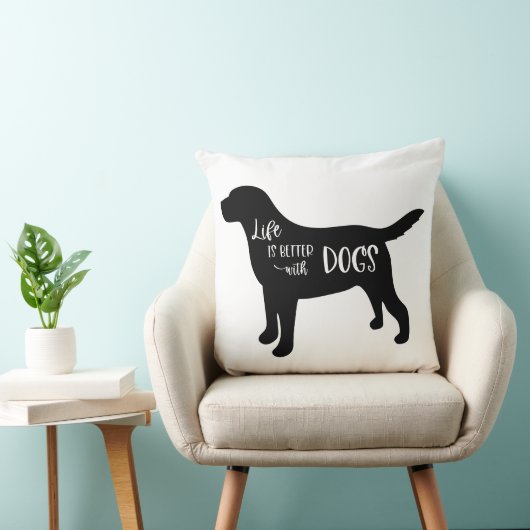 Dog Lover Quote Black and White クッション (椅子)