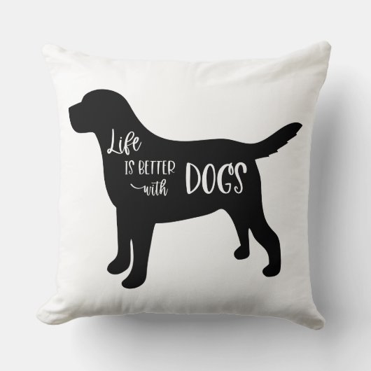Dog Lover Quote Black and White クッション (正面)