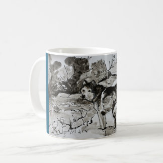 Dog Lover Tea Coffee Mug Cup, Husky Malamute Blue コーヒーマグカップ