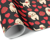 Dog Lover Valentine Gift Wrapping Paper - Black ラッピングペーパー (ロールコーナー)