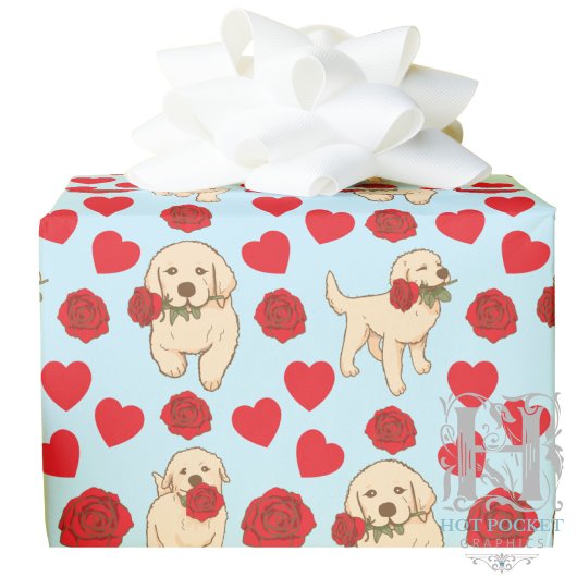 Dog Lover Valentine Gift Wrapping Paper - Blue ラッピングペーパー
