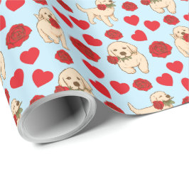 Dog Lover Valentine Gift Wrapping Paper - Blue ラッピングペーパー