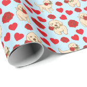 Dog Lover Valentine Gift Wrapping Paper - Blue ラッピングペーパー (ロールコーナー)