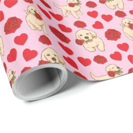 Dog Lover Valentine Gift Wrapping Paper - Pink ラッピングペーパー
