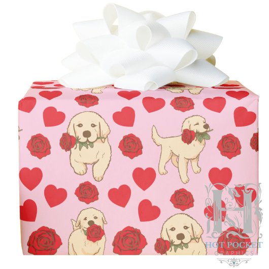 Dog Lover Valentine Gift Wrapping Paper - Pink ラッピングペーパー