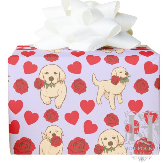 Dog Lover Valentine Gift Wrapping Paper - Purple ラッピングペーパー