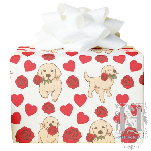 Dog Lover Valentine Gift Wrapping Paper - White ラッピングペーパー