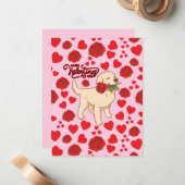 Dog Lover Valentine’s Day Card in Pink ノートカード (正面/裏面インサイチュ)
