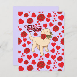 Dog Lover Valentine’s Day Card in Purple ノートカード