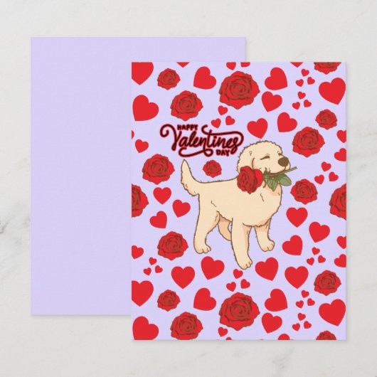 Dog Lover Valentine’s Day Card in Purple ノートカード (正面/裏面)