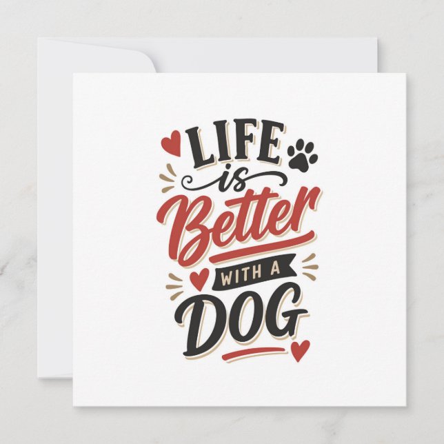 Dog Lover Wall Art - Life is Better with a Dog Red (正面)