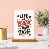 Dog Lover Wall Art - Life is Better with a Dog Red アクリルサイン (ウェディング)