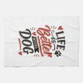 Dog Lover Wall Art - Life is Better with a Dog Red キッチンタオル (横)