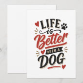 Dog Lover Wall Art - Life is Better with a Dog Red シーズンカード (正面/裏面)