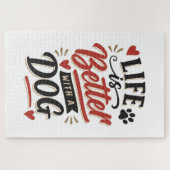 Dog Lover Wall Art - Life is Better with a Dog Red ジグソーパズル (横)