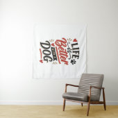 Dog Lover Wall Art - Life is Better with a Dog Red タペストリー (インサイチュ(横))
