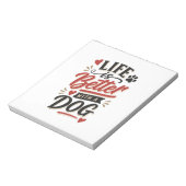 Dog Lover Wall Art - Life is Better with a Dog Red ノートパッド (回転)