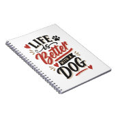 Dog Lover Wall Art - Life is Better with a Dog Red ノートブック (右側)