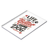 Dog Lover Wall Art - Life is Better with a Dog Red ノートブック (左側)
