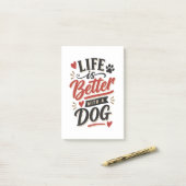 Dog Lover Wall Art - Life is Better with a Dog Red ポストイット (デスク上)