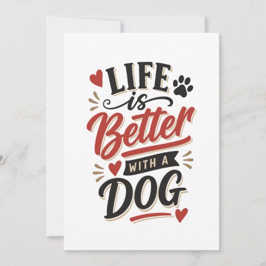 Dog Lover Wall Art - Life is Better with a Dog Red 招待状 (正面)