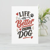 Dog Lover Wall Art - Life is Better with a Dog Red 招待状 (スタンド正面)